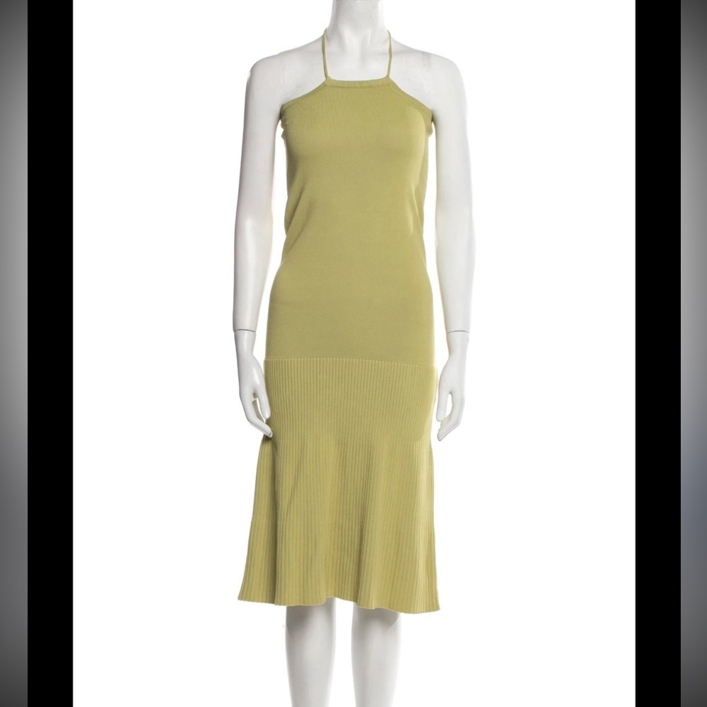 Significant Other Midi Halter knit Dress in Avocado Green